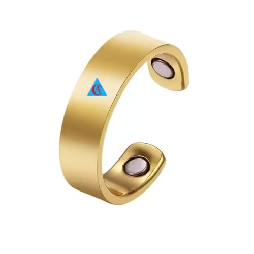Pack of 2 pcs Magnets Blood Sugar Control Ring Adjustable Magnetic Therapy Ring for Blood Sugar Management Lymphatic Drainage, Pain Relief Multicolour Pack Of 1 pcs (Gold)