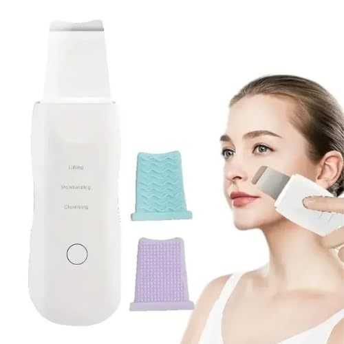 Ultrasonic Facial Skin Scrubber for Wet Skin, Blackheads Remover and Facial Pores Cleaner, Facial Scrubber Spatula, for Facial Deep Cleansing (Standard)