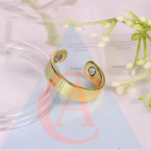 Pack of 2 pcs Magnets Blood Sugar Control Ring Adjustable Magnetic Therapy Ring for Blood Sugar Management Lymphatic Drainage, Pain Relief Multicolour Pack Of 1 pcs (Gold)