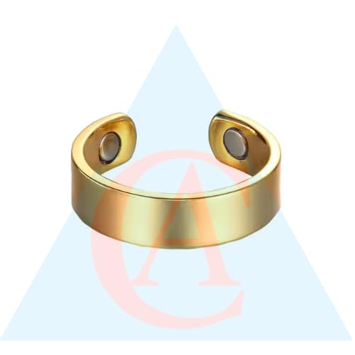 Pack of 2 pcs Magnets Blood Sugar Control Ring Adjustable Magnetic Therapy Ring for Blood Sugar Management Lymphatic Drainage, Pain Relief Multicolour Pack Of 1 pcs (Gold)