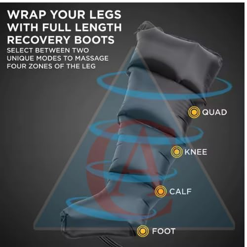 Air Compression Leg Massager with Handheld Controller, Intensity for feet, Calf and Thigh, Corded Electric, Black Leg Massager for Pain Relief Air Compressor