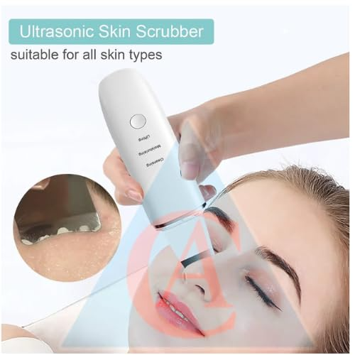 Ultrasonic Facial Skin Scrubber for Wet Skin, Blackheads Remover and Facial Pores Cleaner, Facial Scrubber Spatula, for Facial Deep Cleansing (Standard)