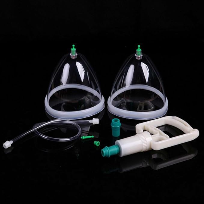 Professional Vacuum Cupping Body Massager Enhancement Fat Cups Massager Big Size with Pump Vacuum Therapy Cups, Transparent