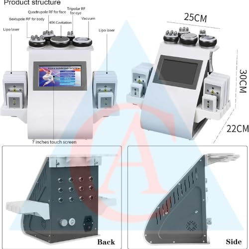 40K Cavitation Machine, 6 in 1 Body Beauty Machine Professional Radio Frequency Massager Vacuum Reduction Device for Arm Waist Thigh Hip Leg Body Contouring Machine Lipo Machine Lipo Cavitation