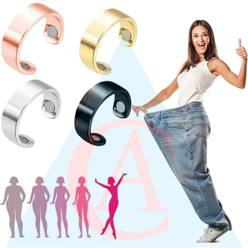 Pack of 2 pcs Magnets Blood Sugar Control Ring Adjustable Magnetic Therapy Ring for Blood Sugar Management Lymphatic Drainage, Pain Relief Multicolour Pack Of 1 pcs (Gold)
