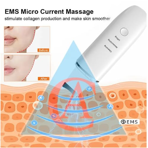 Ultrasonic Facial Skin Scrubber for Wet Skin, Blackheads Remover and Facial Pores Cleaner, Facial Scrubber Spatula, for Facial Deep Cleansing (Standard)