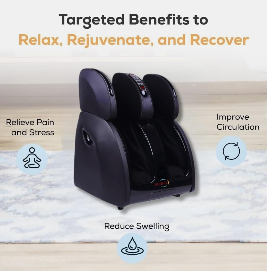 Leg Massager Foot Massager Machine for Pain Relief Electric with Digital Display Feet Massager for Blood Circulation Soothing Heat Removable Cover Foot Calf Machine With Airbags Vibration For Home Calf Thighs Knee Pain Relief