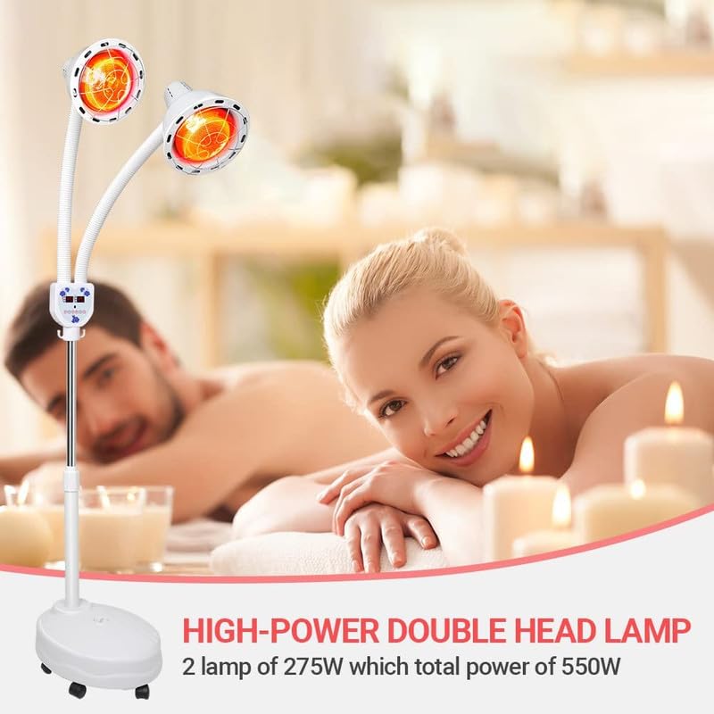 Physiotherapy Infrared Light Therapy 275W Red Infrared Therapy Lamp for Body or Pain Therapy Device with Timer and Adjustable Height Stand