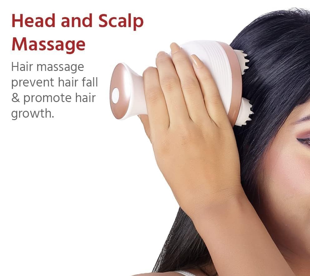 Hair Scalp Rechargeable Electric Head Kneading Massager, 4 Speed Modes, Handheld Portable Head Scratcher Massager for Hair Growth, Full Body Pain Relief, Deep Clean & Stress Relax