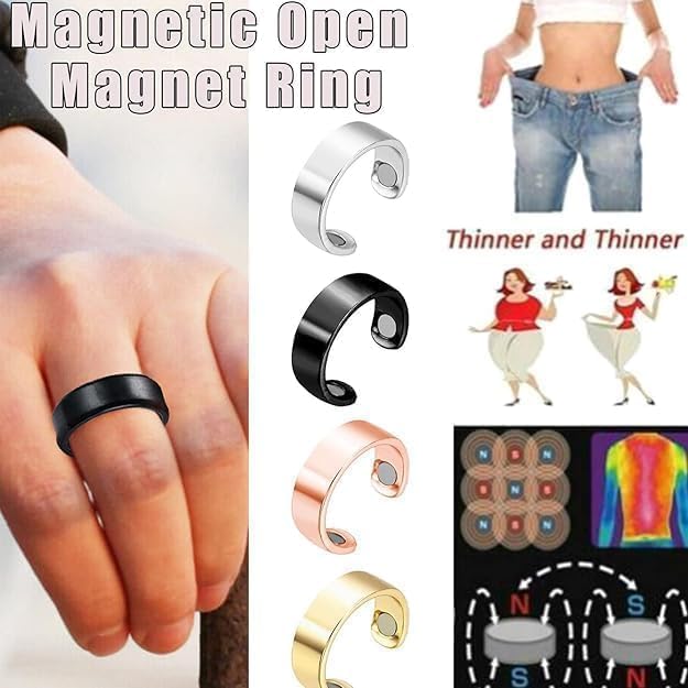 Magnets Blood Sugar Control Ring Adjustable Magnetic Therapy Ring for Blood Sugar Management Lymphatic Drainage, Pain Relief Multicolour