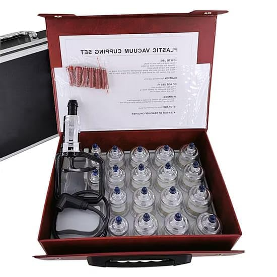 korean Cupping Cups Set of 19 Vacuum Cupping Therapy Set Massage, 10 Acupressure Pointers Included Vacuum Suction Cups Jar Vacuum Hijama Korea Cupping Therapy Kit