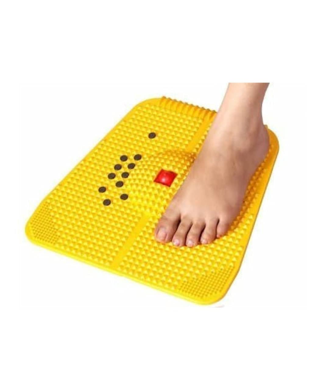 Blood Circulation Acupressure Plastic Power Mat 24 magnets| Acupressure Plate | Foot Massager (Yellow)