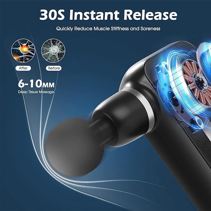 Deep Tissue 32 speed Massage Gun With 8 Attachments, Handheld Massager Sport Massage Gun Heads Powerful Percussion Muscle Massage Gun for Athletes Back Pain Relief