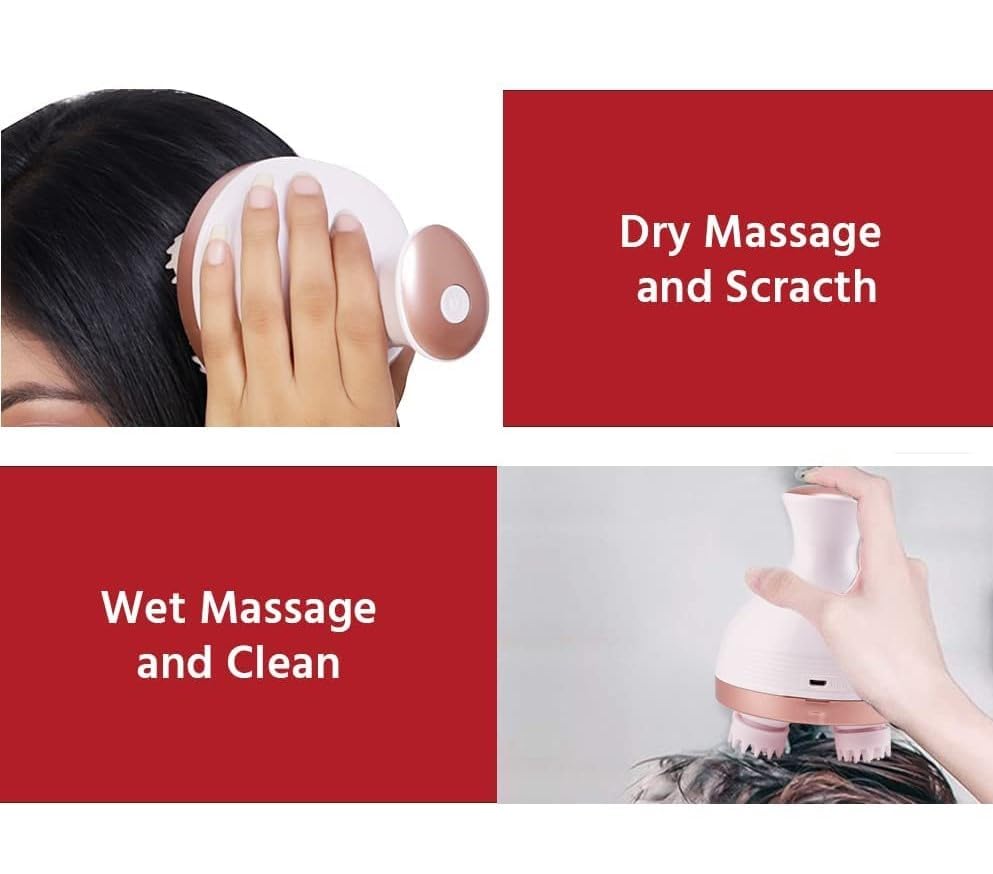 Hair Scalp Rechargeable Electric Head Kneading Massager, 4 Speed Modes, Handheld Portable Head Scratcher Massager for Hair Growth, Full Body Pain Relief, Deep Clean & Stress Relax