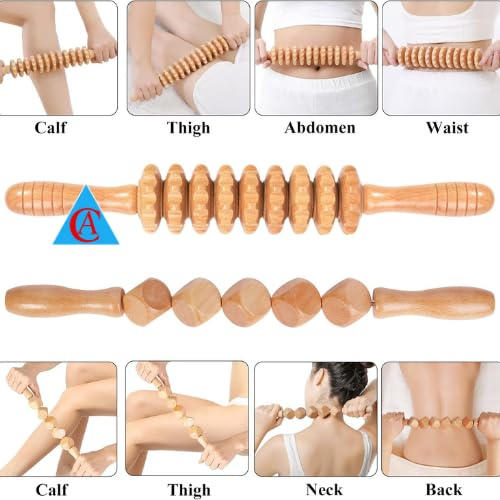 Wooden Therapy Massage Tools 5-in-1 Lymphatic Drainage Massager Maderoterapia Kit Wooden Massager Body Sculpting Tools for Muscle Pain Relief, Anti-Cellulite, Body Contouring and Shaping
