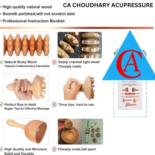 Wooden Therapy Massage Tools 5-in-1 Lymphatic Drainage Massager Maderoterapia Kit Wooden Massager Body Sculpting Tools for Muscle Pain Relief, Anti-Cellulite, Body Contouring and Shaping