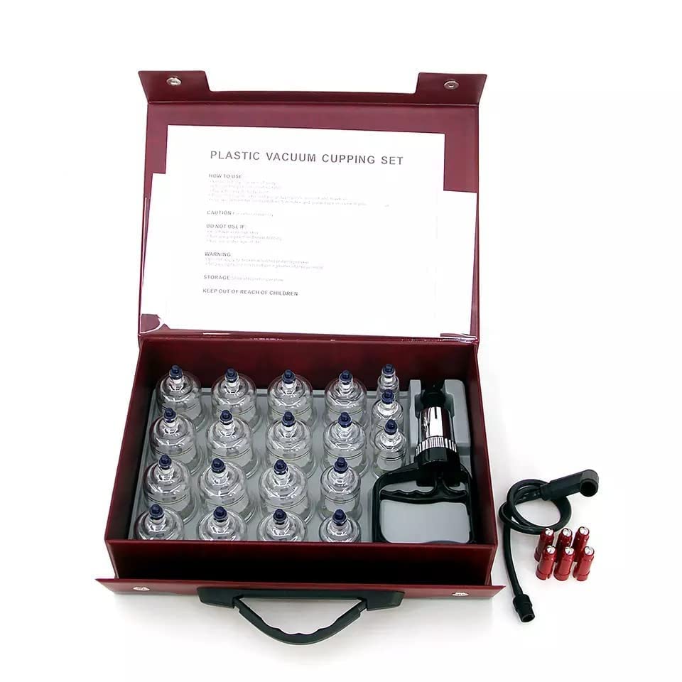 Massage Therapy Cupping Kit, Home Silicone Chinese Physical Therapy Cupping Set, Professional Muscle Cupping Tool with Pump and Suction Cups for Reduction