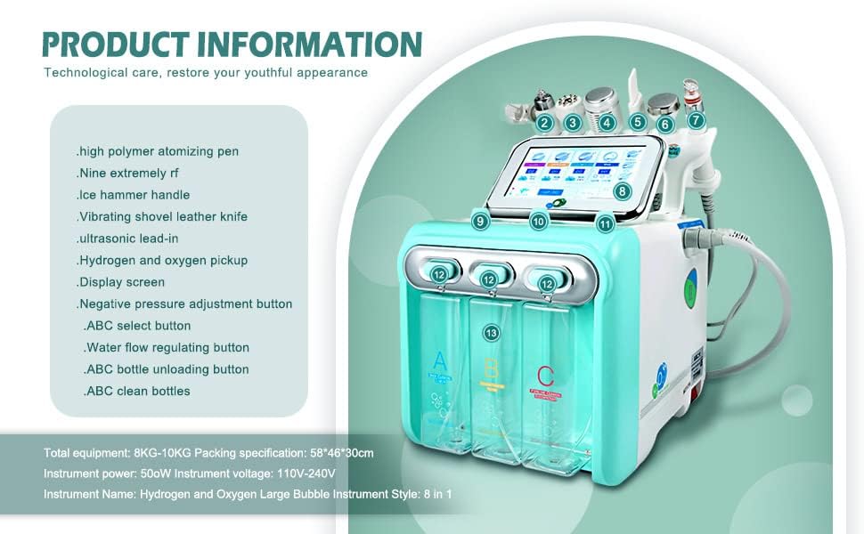7 In 1 Hydrafacial Machine (Double Motor) With Training Video, Hydra Facial Microdermabrasion Machine, Deep Clear Hydrofacials Machine Best For Salons/Parlour & Skin Clinics