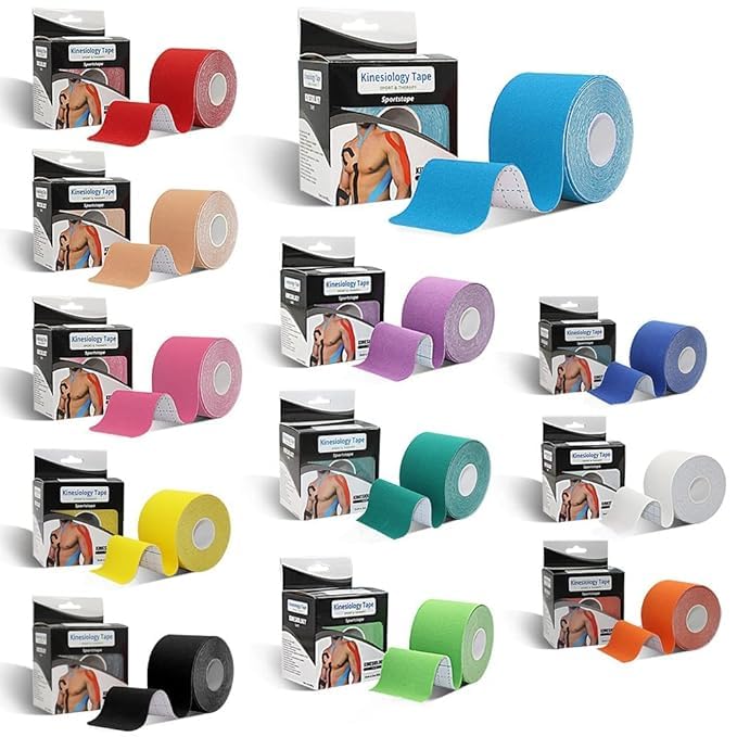Kinesiology Tape 5cm x 5m Breathable Athletic Sports Tape For Injury, Muscle Support, Pain Relief Bandage, Hand Leg Joint And Physiotherapy for Knee, Elbow, Neck Shoulder, Wings, Arms, Ankle K Taping Flexible & Skin-Friendly (Multicolor)