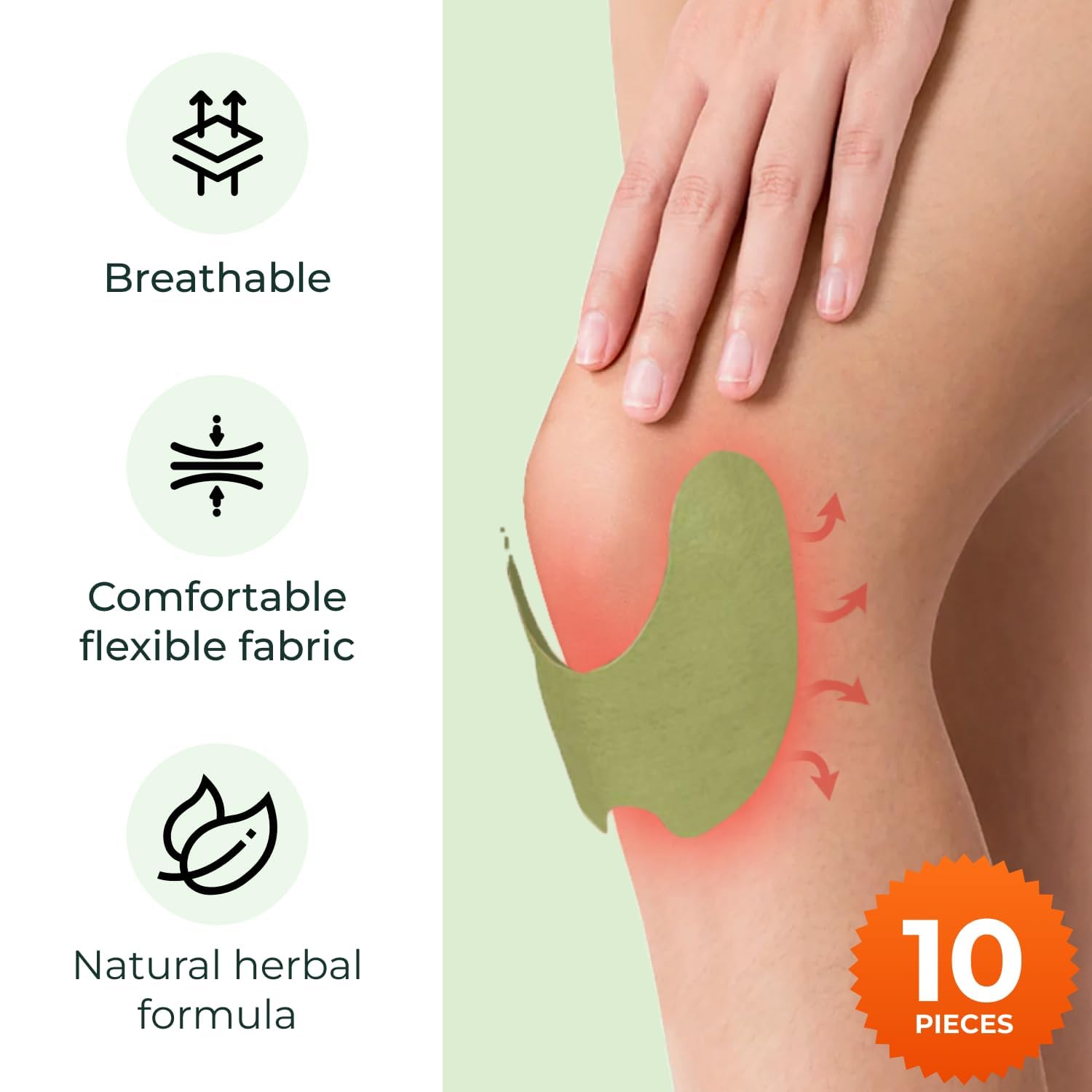 Knee Patch 10pcs Herbal Knee Pain Relief Patches Arthritis Inflammation Patch Sticker Instant Relief from Knee Pain Joint Knee Pain Relief Products Natural Wormwood Extract Patch for Knee