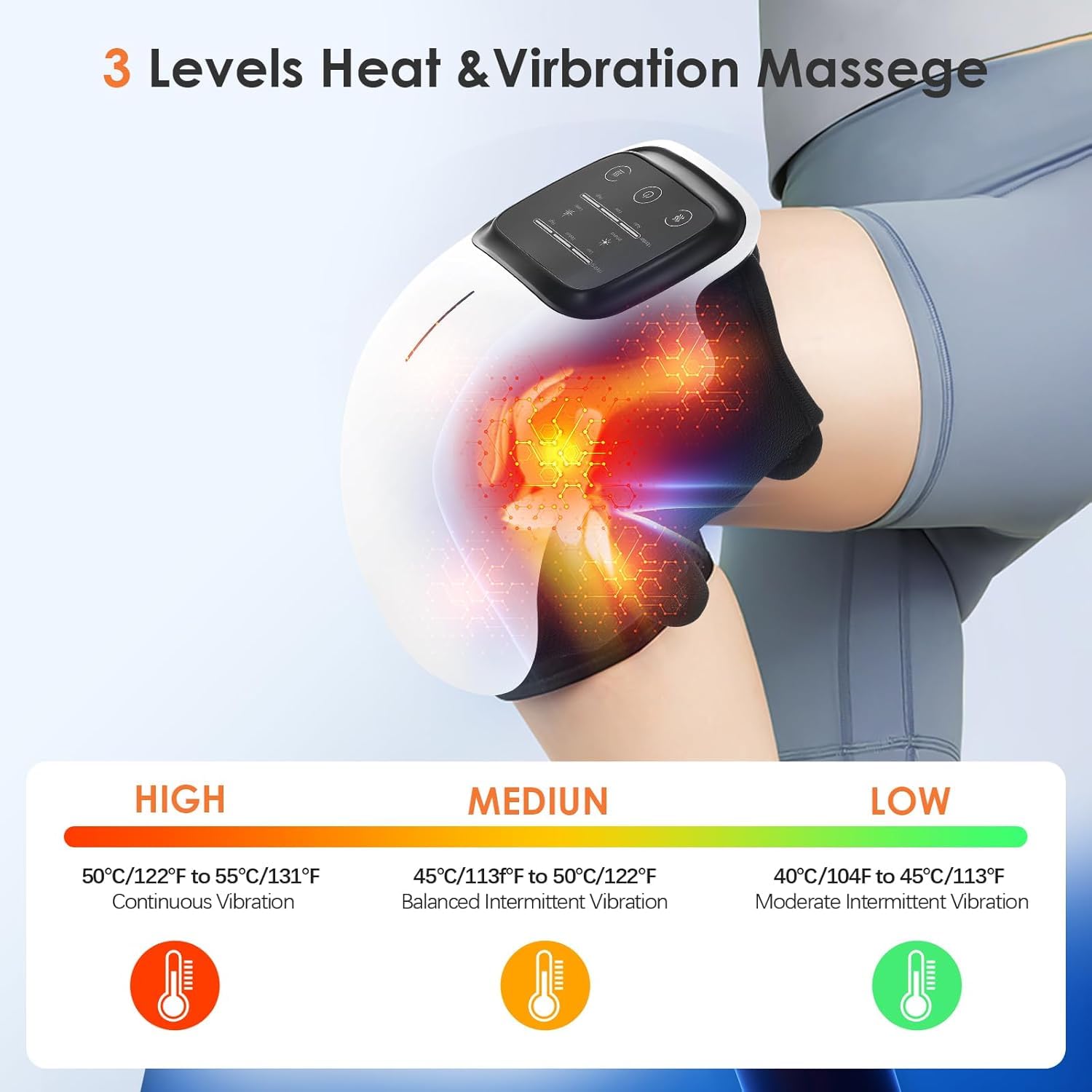 Knee Massager for joint pain relief- Heat and Kneading, Infrared Heated Vibration, Physiotherapy Relaxing Heat Flow Calf and Knee Massage Machine to Reduce Swelling