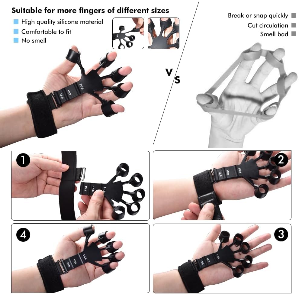 Finger Gripper Forearm Strengthener Yoga Resistance Band Finger Gripper for Veins Wrist pain Relief Vein gripper for Hand Finger Grip Wrist Muscles Finger Strengthener Finger Gripster