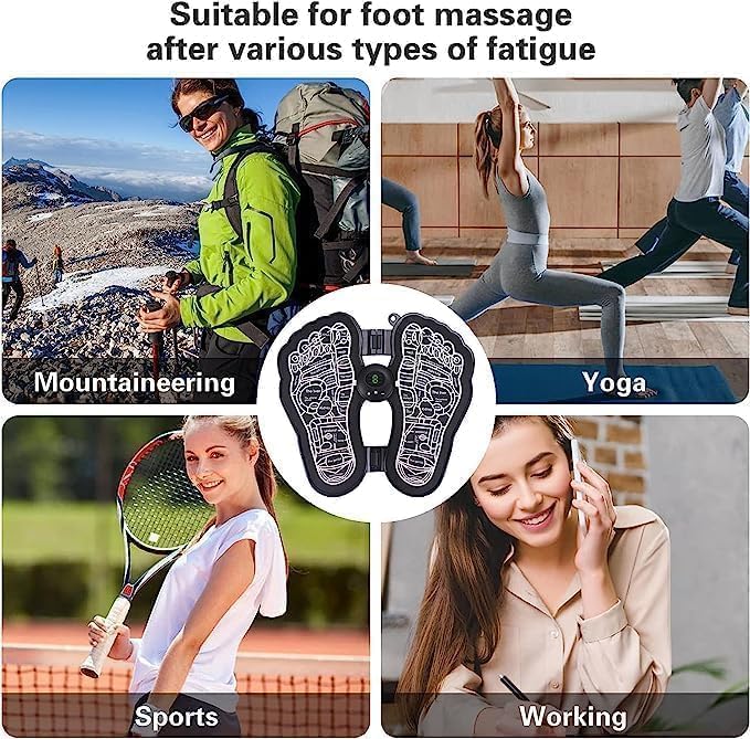Wireless Electric EMS Foot & Body Massager – Rechargeable Folding Pain Relief Mat with 8 Massage Modes & 19 Intensity Levels – Portable Muscle (FOOT AND BODY MASSAGER)