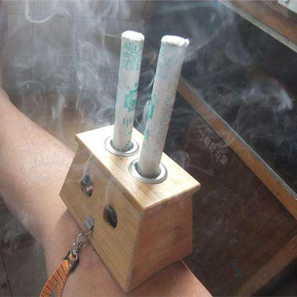 Acupuncture Moxa Stand Holder Wooden, Copper Moxa Stand Moxibustion Box Acupuncture Relaxation Roller Stick Holder