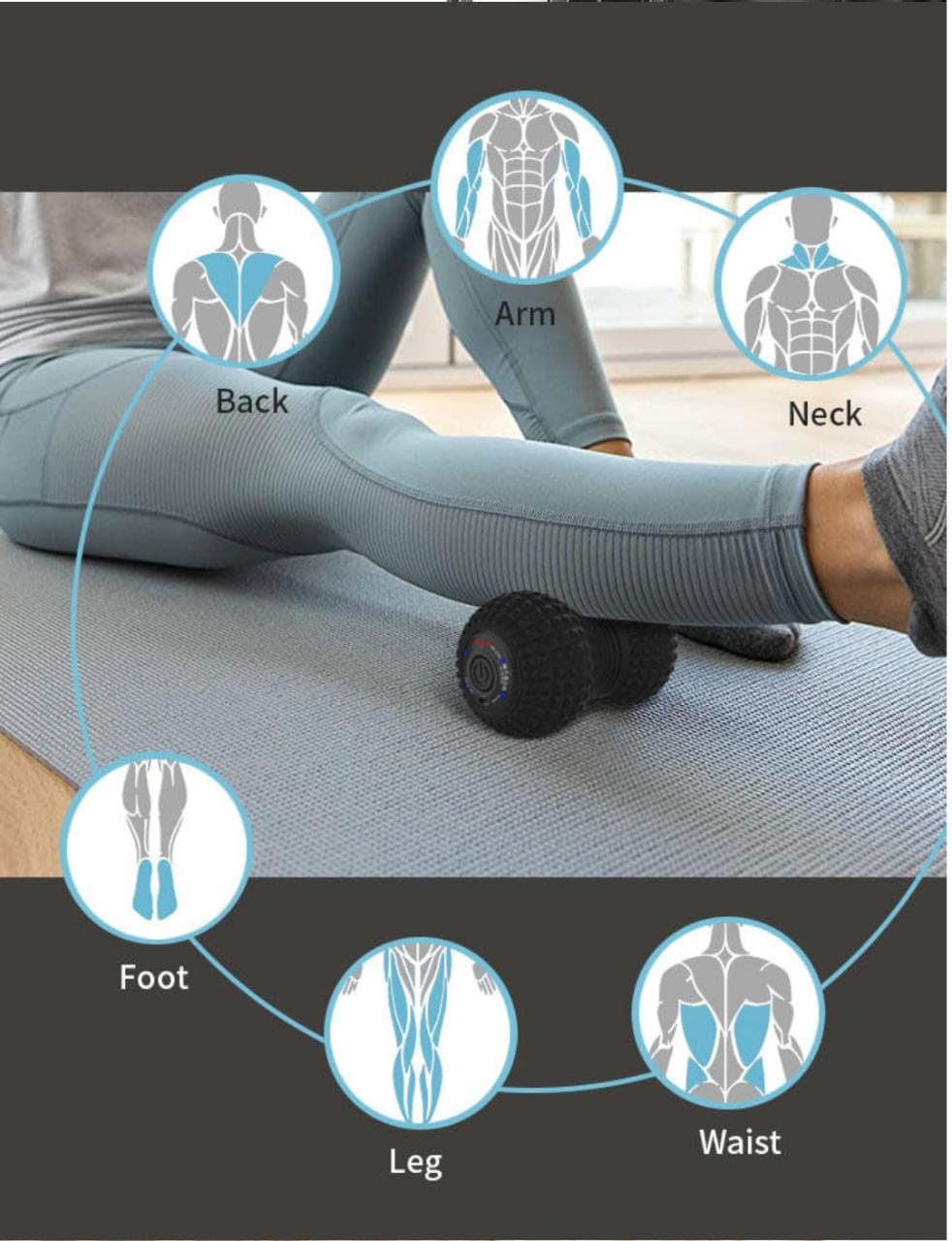 Peanut Massager Roller Vibrating Roller Safe and Effectic Pain Relief Vibreting Neck,waist,arm,leg Textured Massage Surface Deep Tissue Body massager