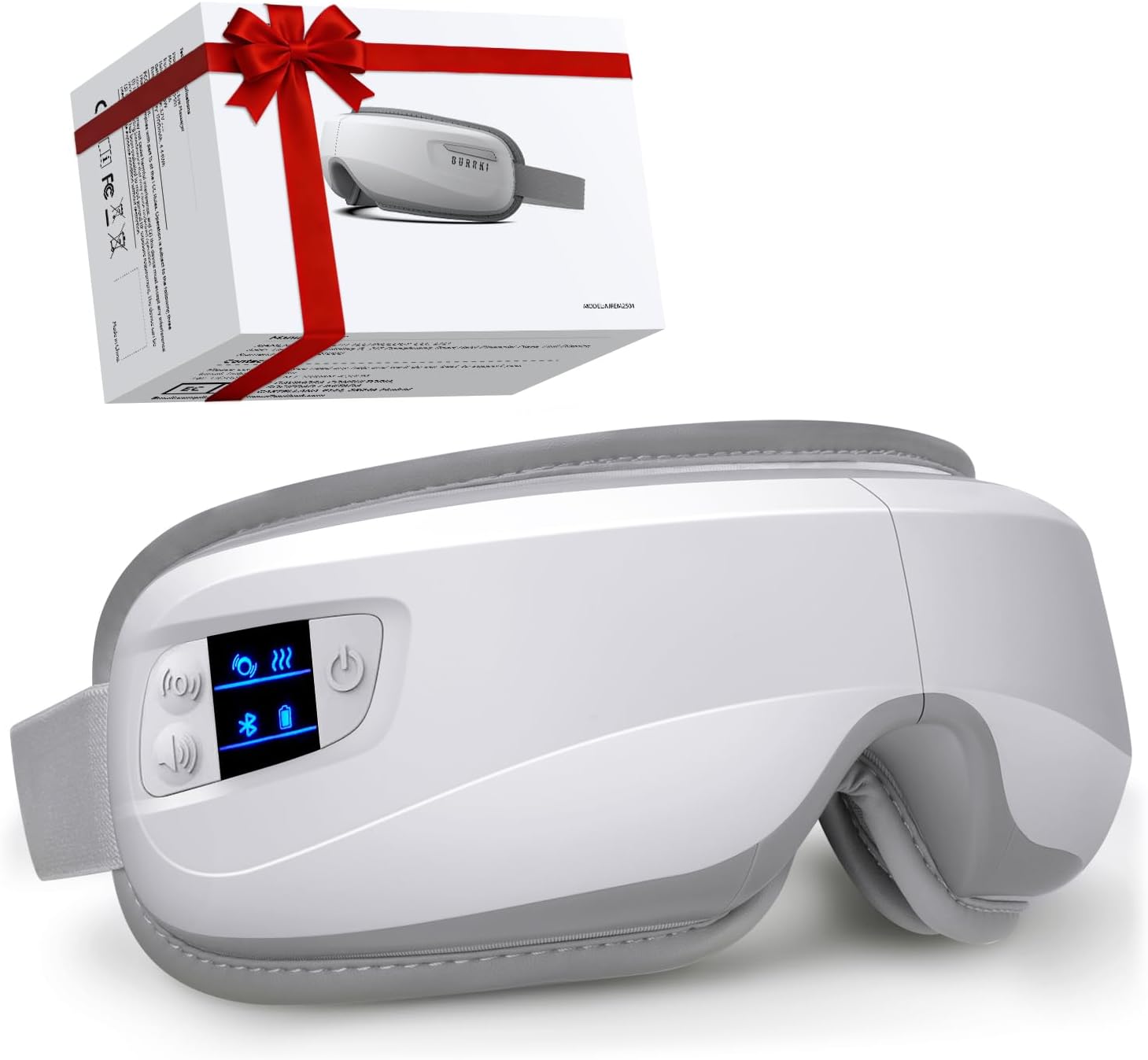 4d Eye Massager with Heat & Bluetooth Music, Heated Eye Mask for Migraines Relief, Reduce Strain, Headache Relief and Improve Sleep, Eye Care Device Black