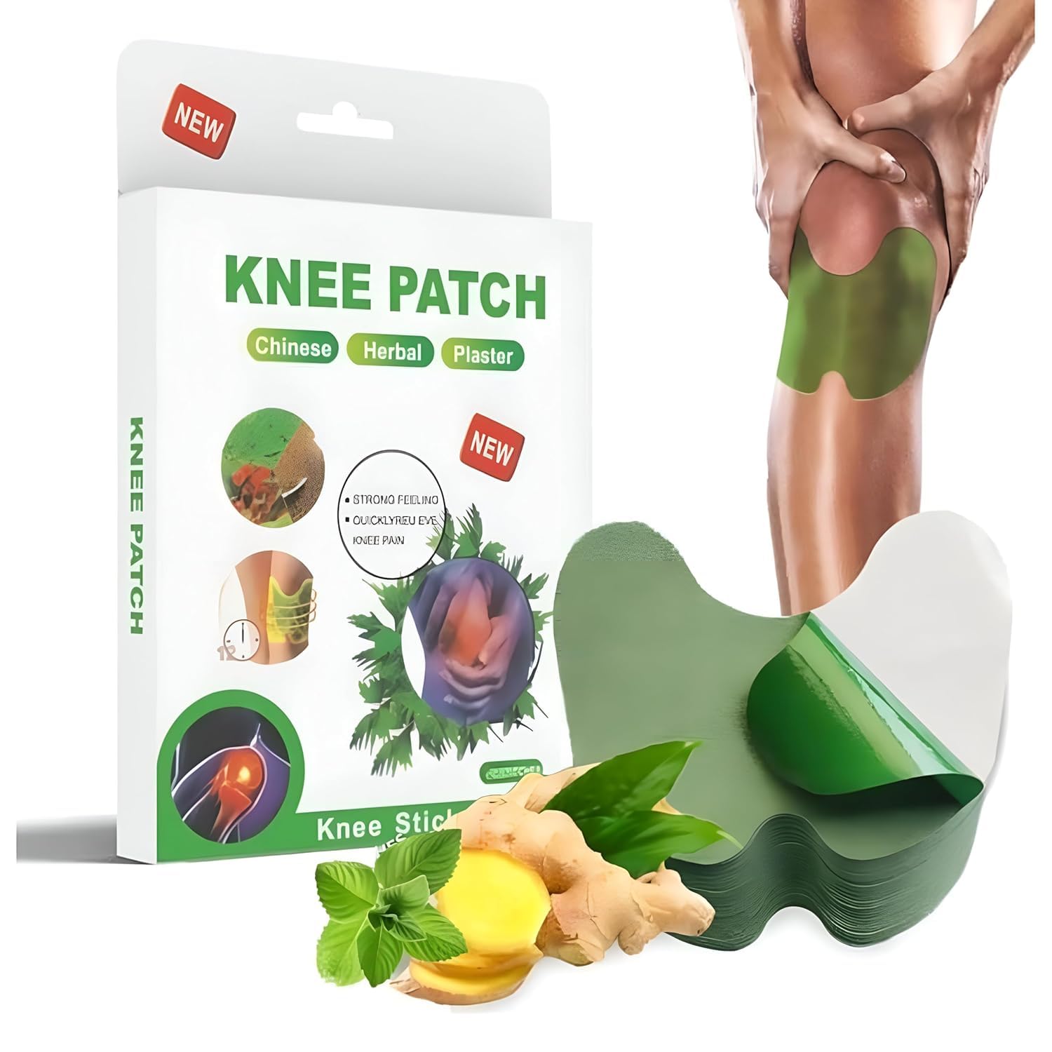 Knee Patch 10pcs Herbal Knee Pain Relief Patches Arthritis Inflammation Patch Sticker Instant Relief from Knee Pain Joint Knee Pain Relief Products Natural Wormwood Extract Patch for Knee