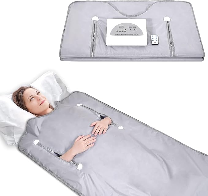 Sauna Blanket Portable Far Infrared Sauna Heating Blanket Detox Heat Blanket for Home Professional Salon Beauty Use Heat Blanket Full Body 2 parts Far IR Blanket