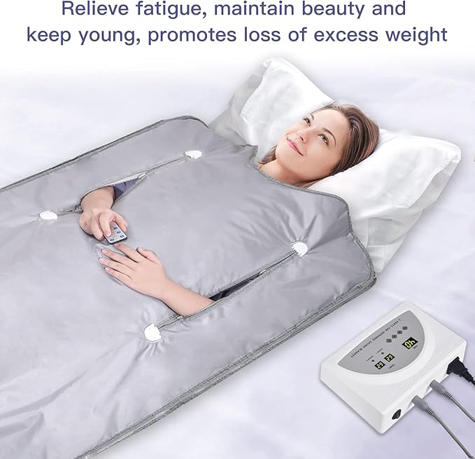 Sauna Blanket Portable Far Infrared Sauna Heating Blanket Detox Heat Blanket for Home Professional Salon Beauty Use Heat Blanket Full Body 2 parts Far IR Blanket