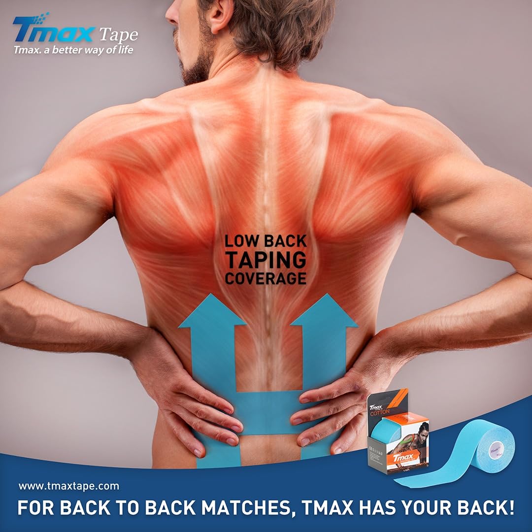 TMAX Kinesiology Tape for Physiotherapy, Sports Injury, Pain Relief Muscle Tape, for Shoulder, Wings, Arms, Ankle K Taping Waterproof Athletic Tape for Pain Support -2 Inch