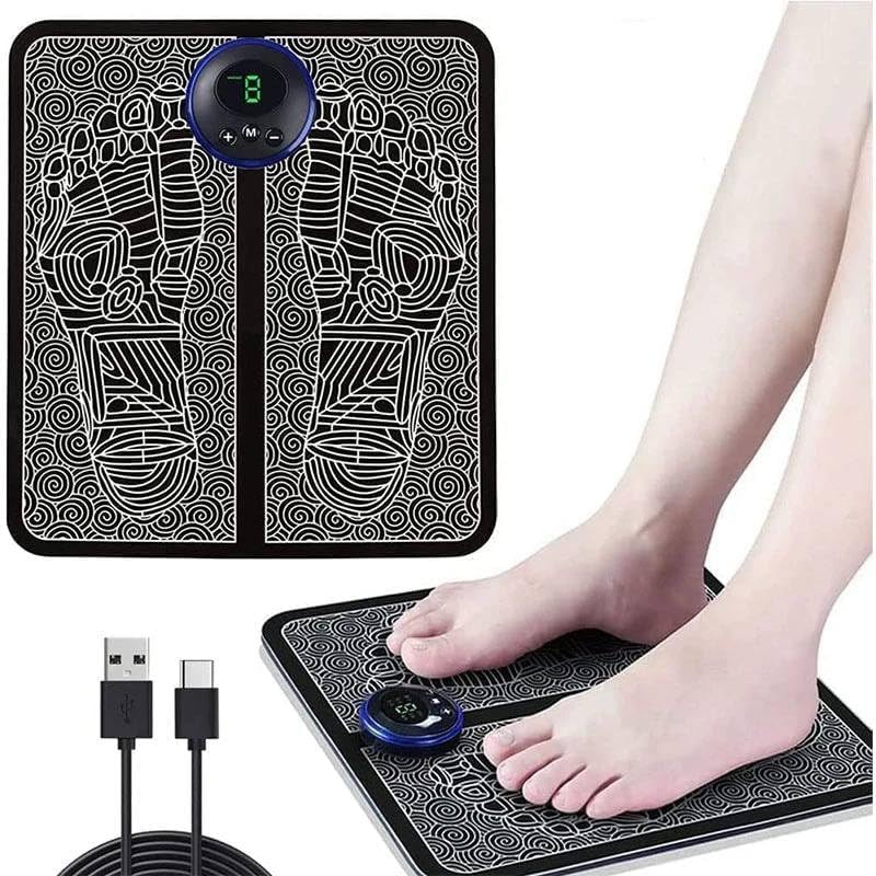 Wireless Electric EMS Foot & Body Massager – Rechargeable Folding Pain Relief Mat with 8 Massage Modes & 19 Intensity Levels – Portable Muscle (FOOT AND BODY MASSAGER)
