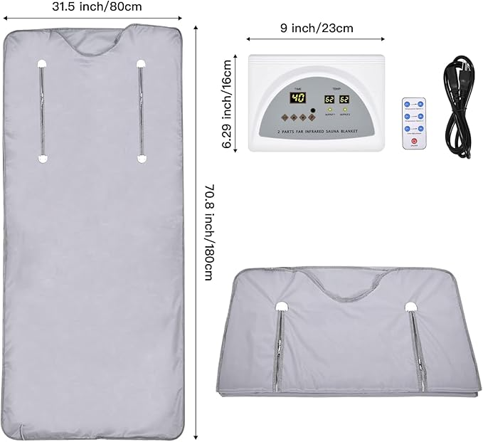 Sauna Blanket Portable Far Infrared Sauna Heating Blanket Detox Heat Blanket for Home Professional Salon Beauty Use Heat Blanket Full Body 2 parts Far IR Blanket