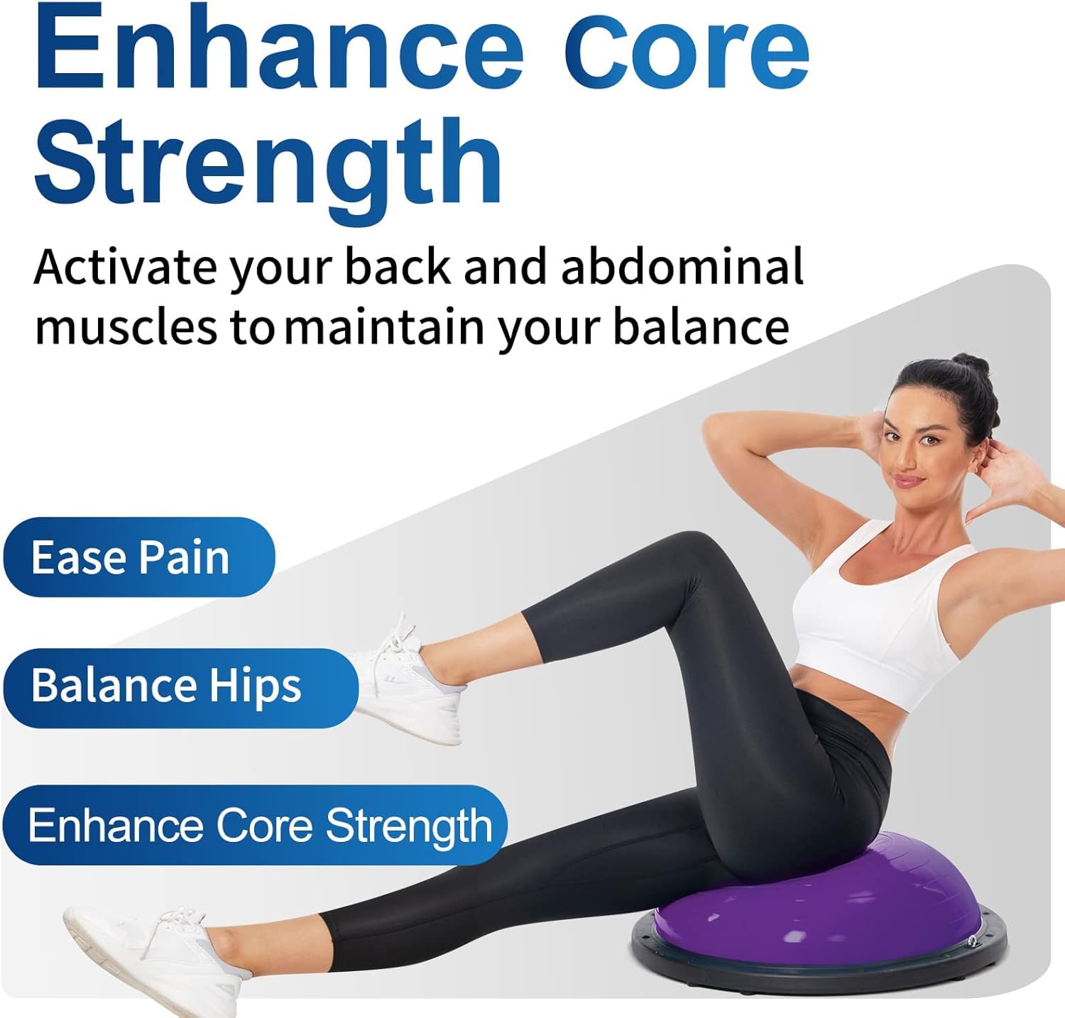 Exercise Balls Half Balance Ball 47 cm Board with Resistance Bands Balance Trainer with Pump for Training Yoga Home Fitness Stability Workout Strength Physical Therapy & Gym Bosuing|