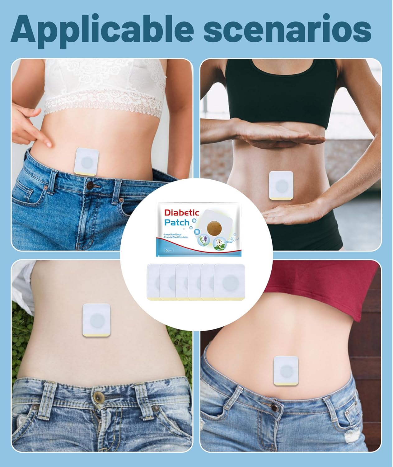 Diabetes Control Patch Natural Herbal Diabetes Sticker Herbal Patches with Natural Ingredients For Men & Women (6pcs in 1 bag)