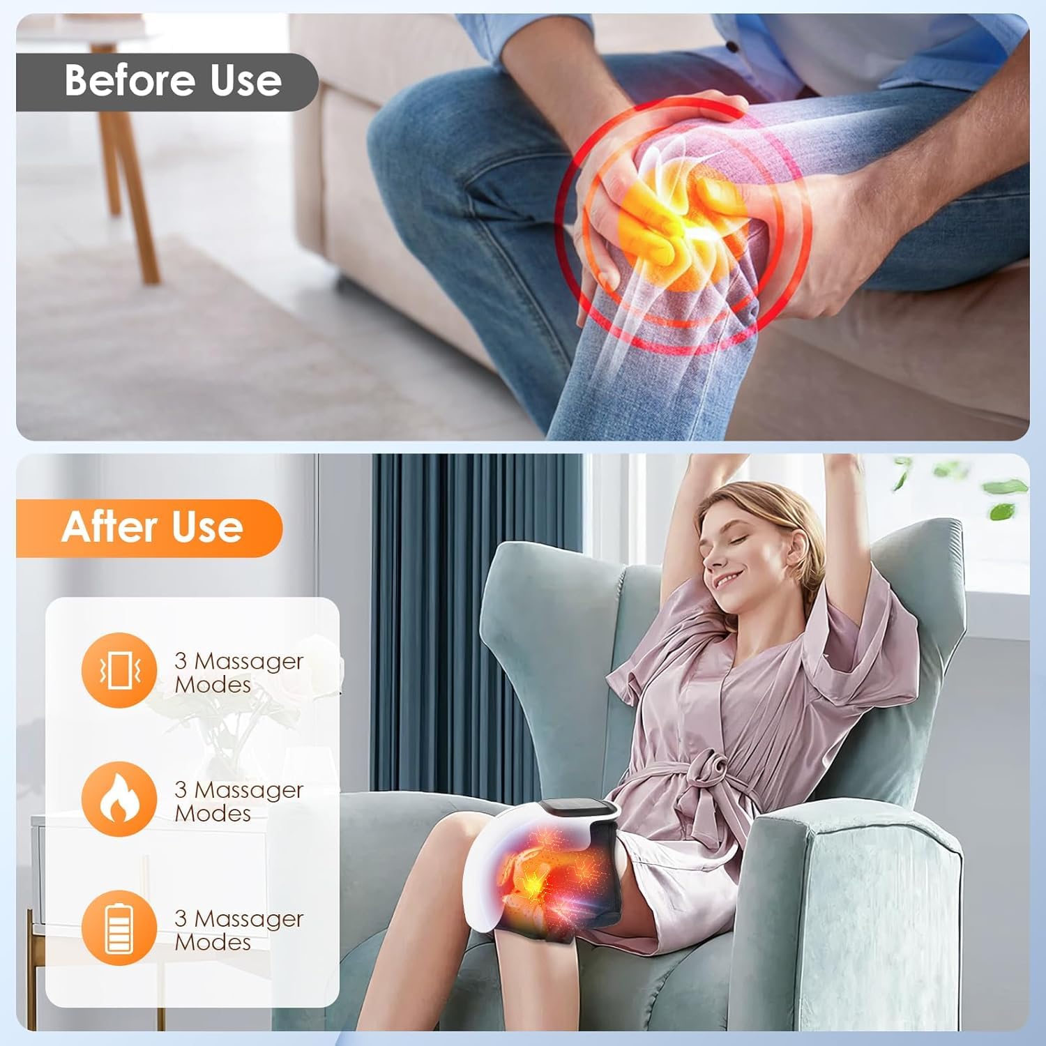 Knee Massager for joint pain relief- Heat and Kneading, Infrared Heated Vibration, Physiotherapy Relaxing Heat Flow Calf and Knee Massage Machine to Reduce Swelling