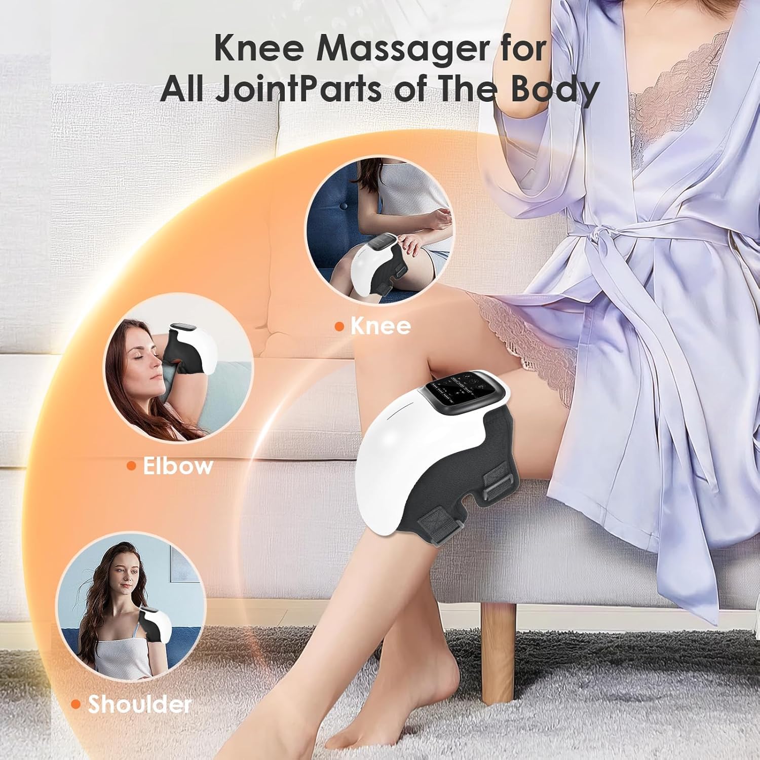 Knee Massager for joint pain relief- Heat and Kneading, Infrared Heated Vibration, Physiotherapy Relaxing Heat Flow Calf and Knee Massage Machine to Reduce Swelling