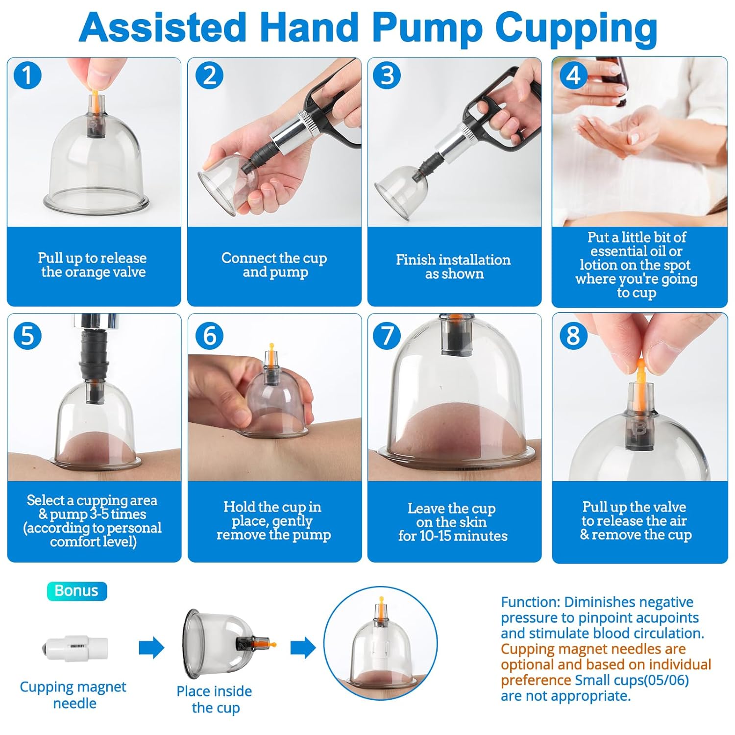 Massage Therapy Cupping Kit, Home Silicone Chinese Physical Therapy Cupping Set, Professional Muscle Cupping Tool with Pump and Suction Cups for Reduction