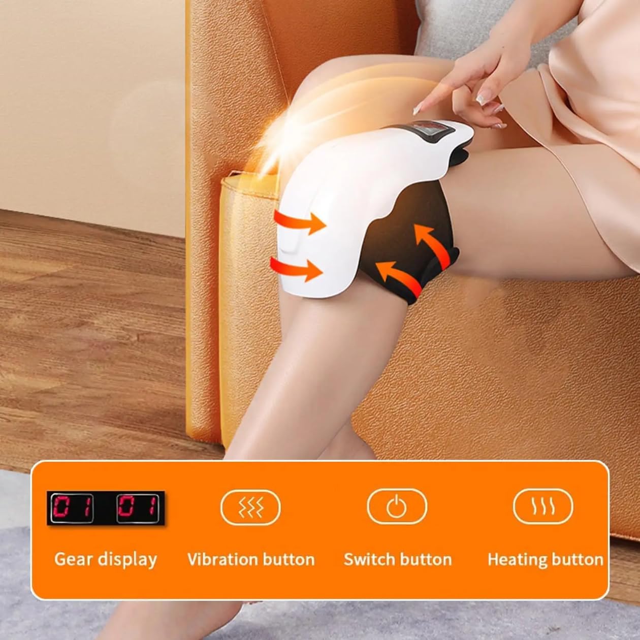 3-in-1 Wireless Knee Massager for Pain Relief – Red Light Physiotherapy Smart Knee Brace with Vibration, Cordless Knee & Shoulder Massage Machine for Joints, Arthritis