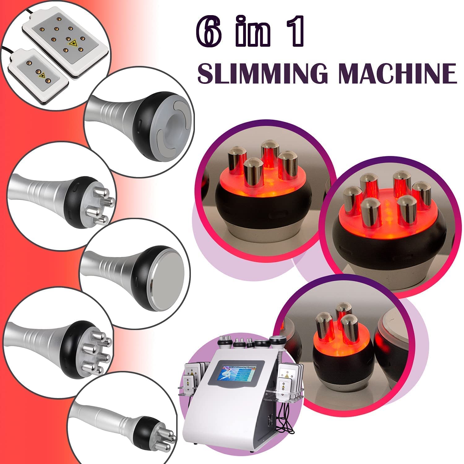 6 in 1 Body Lipo Cavitation Machine (With Training), Lipo Cavitation for Fat Removal | Skin Tightening Machine, Body Skin Light Spa Care for Home or Shop