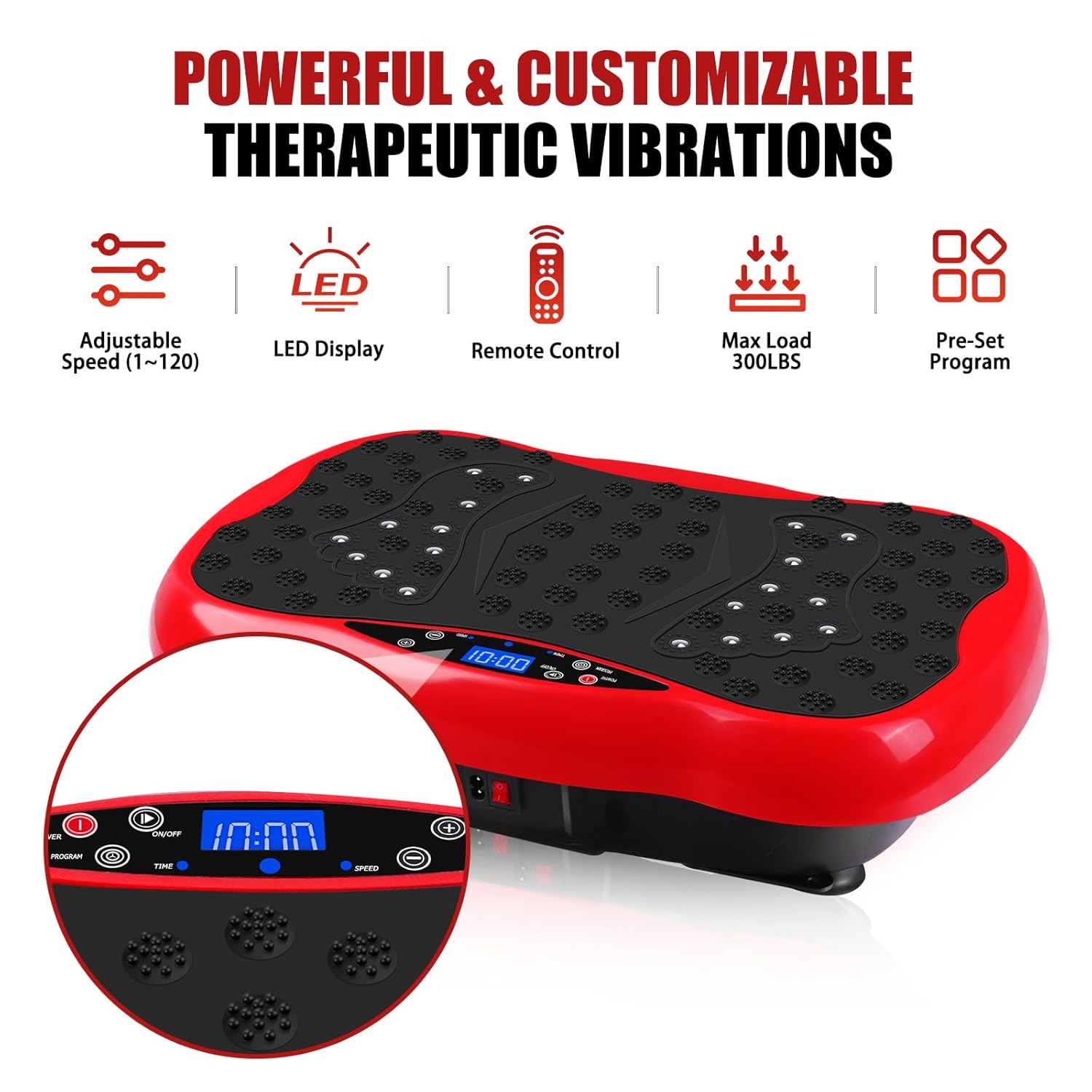 Vibration Plate Exercise Machine, Health & Fitness Full Body Vibration Platform, Portable Vibration Plate Platform for Weight Loss Home Fitness, Lymphatic Drainage, w/Resistance Bands+Remote
