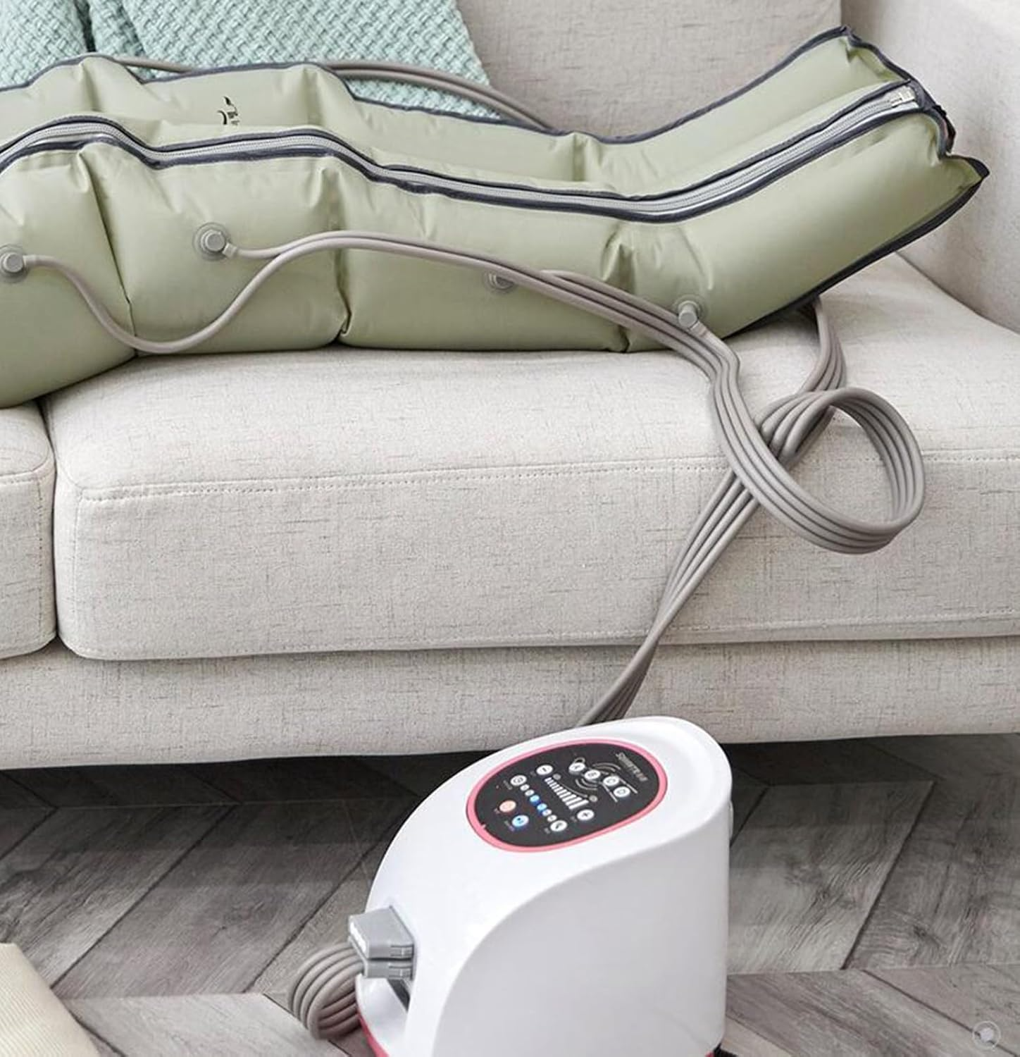 Air Compression Leg Massager with Handheld Controller, Intensity for feet, Calf and Thigh, Corded Electric, Black Leg Massager for Pain Relief Air Compressor