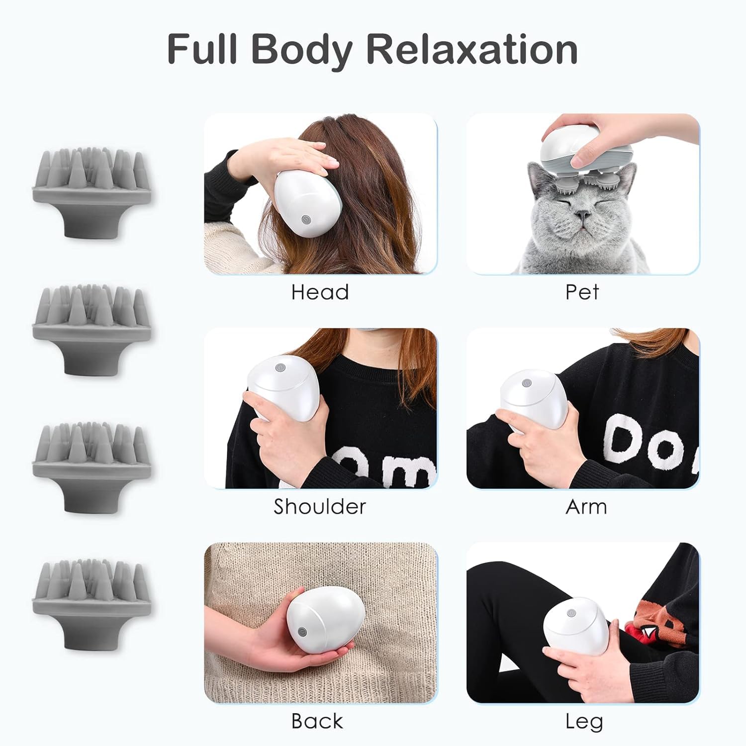 Electric Head,Scalp Massager | Rechargeable Head Kneading Massage Machine | 3 Speed Mode Handheld.Portable,Scalp Scratcher Body Massager for Hair Growth,Deep Clean & Stress Relaxation