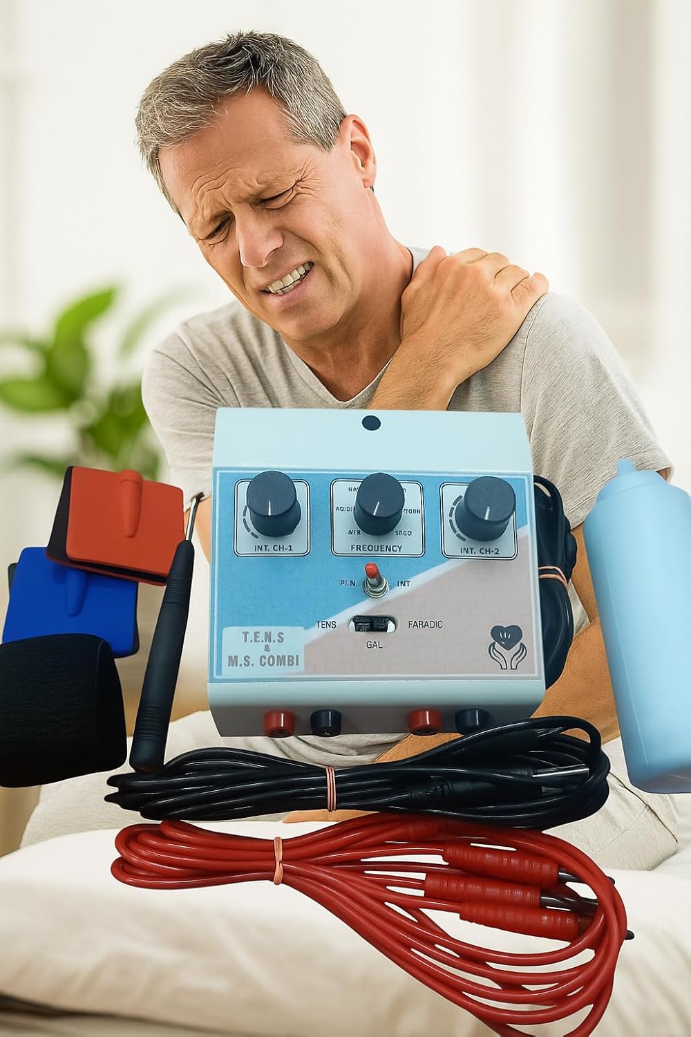 Physiotherapy Machine for Clinic, Home and Home Visit Doctor US, IFT,TENS+MS 2 Year Machine Warranty