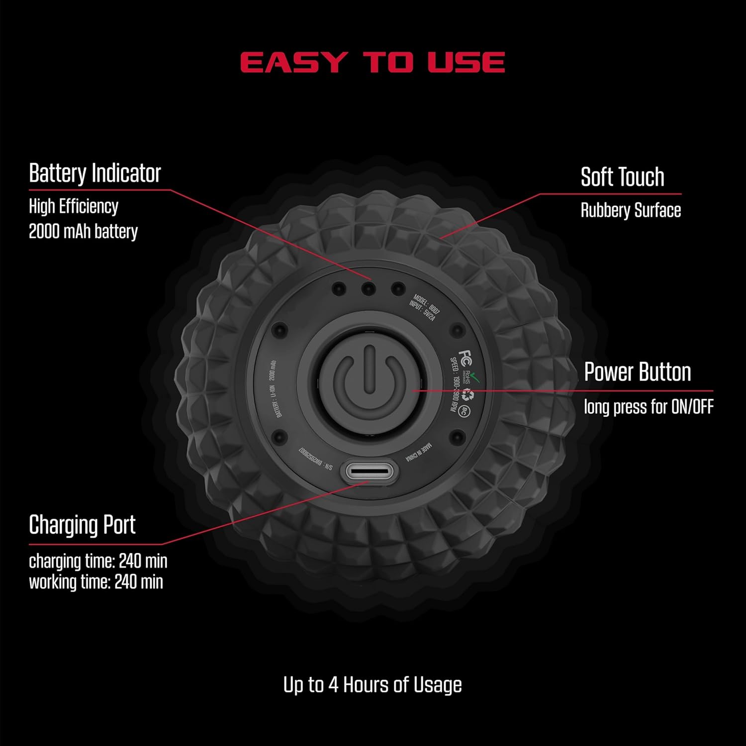 Peanut Massager Roller Vibrating Roller Safe and Effectic Pain Relief Vibreting Neck,waist,arm,leg Textured Massage Surface Deep Tissue Body massager