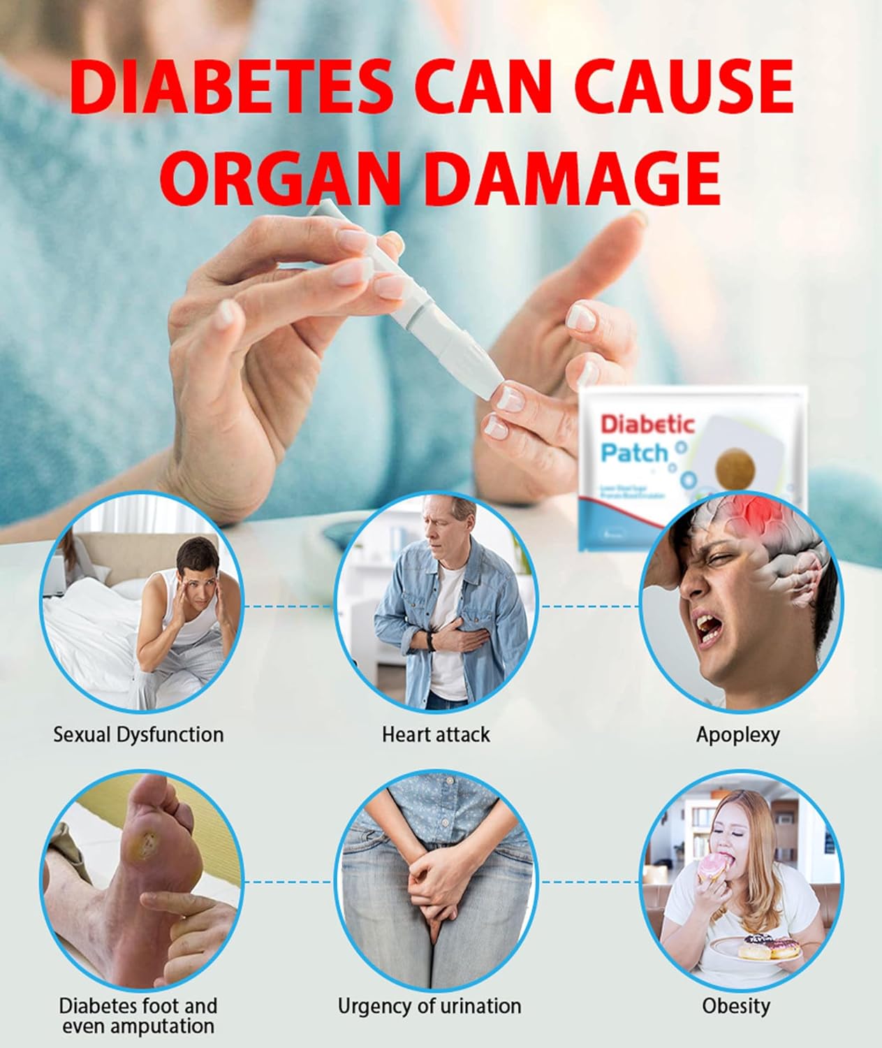 Diabetes Control Patch Natural Herbal Diabetes Sticker Herbal Patches with Natural Ingredients For Men & Women (6pcs in 1 bag)