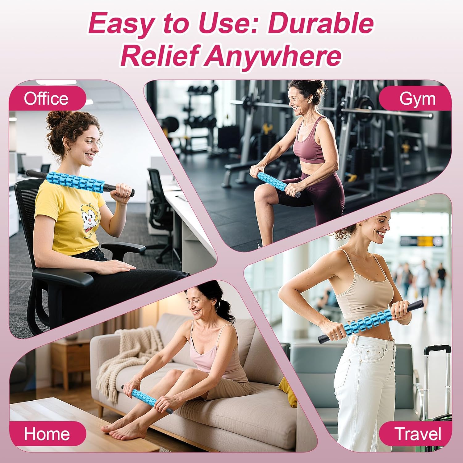 Muscle Roller Stick for Athletes, Liposuction Massage Roller Stick for Exercise Runners, Therapy Manual Massager Stick Tool for Relief Muscle Soreness, Trigger Points, Help Calf, Leg, Back Recovery